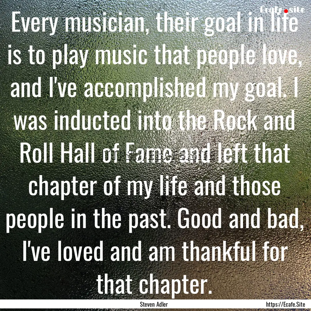 Every musician, their goal in life is to.... : Quote by Steven Adler