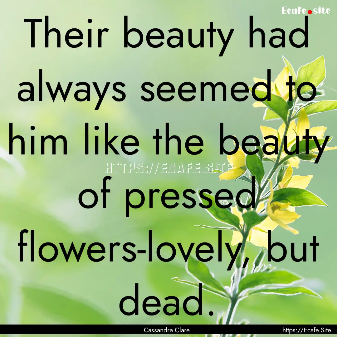 Their beauty had always seemed to him like.... : Quote by Cassandra Clare