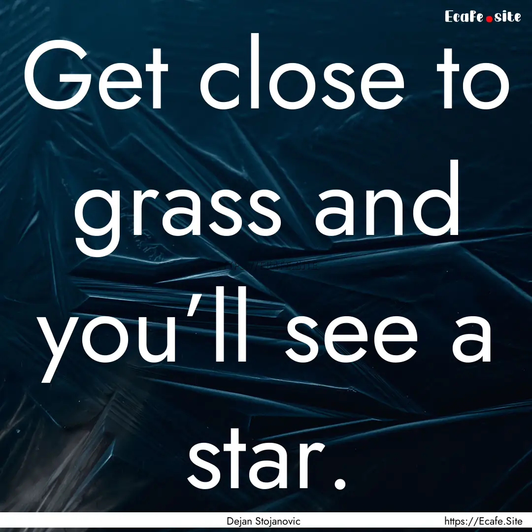 Get close to grass and you’ll see a star..... : Quote by Dejan Stojanovic