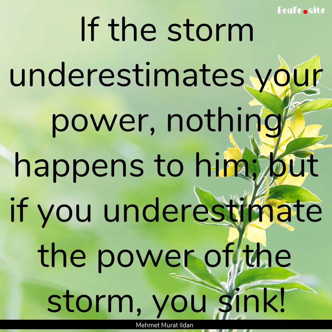 If the storm underestimates your power, nothing.... : Quote by Mehmet Murat ildan