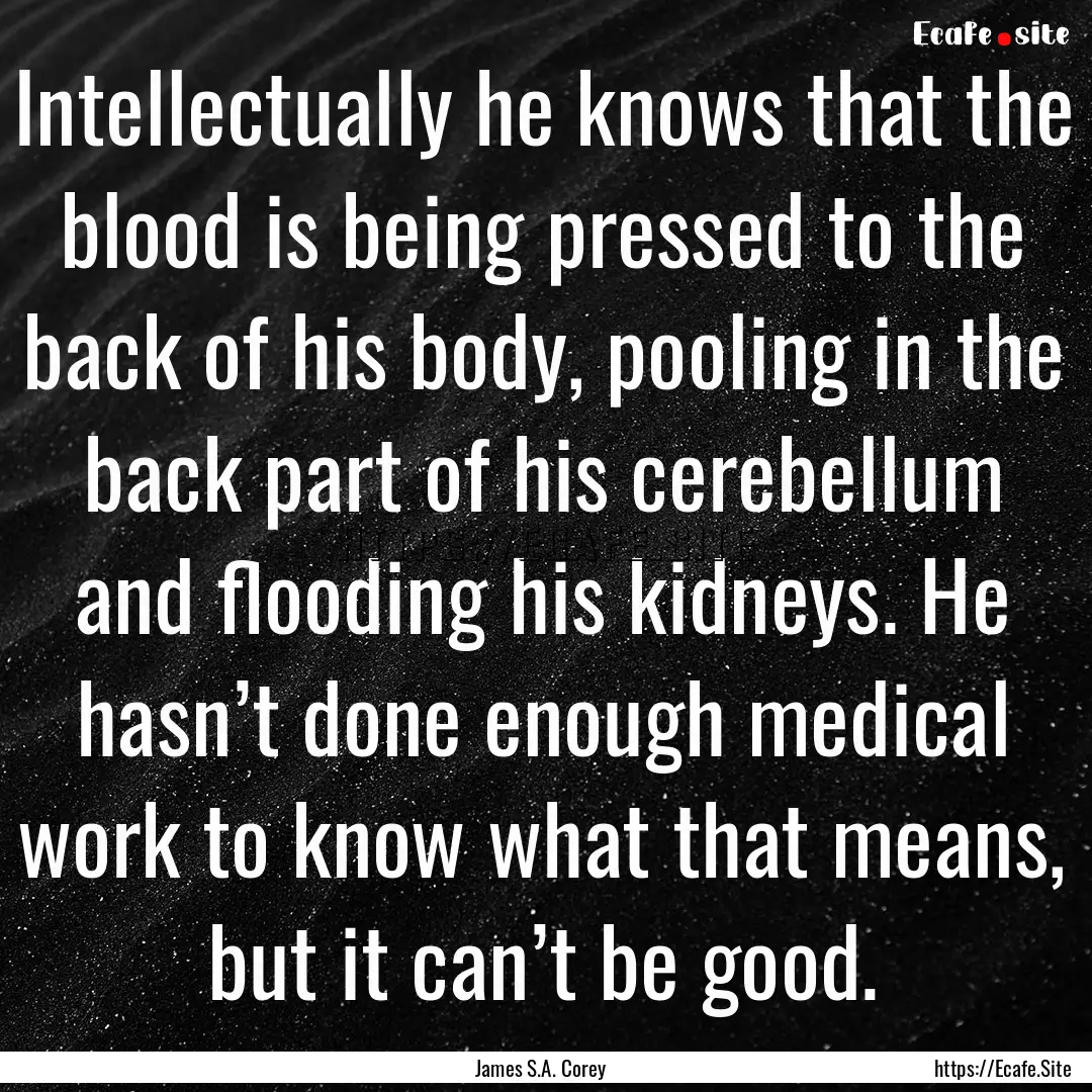 Intellectually he knows that the blood is.... : Quote by James S.A. Corey