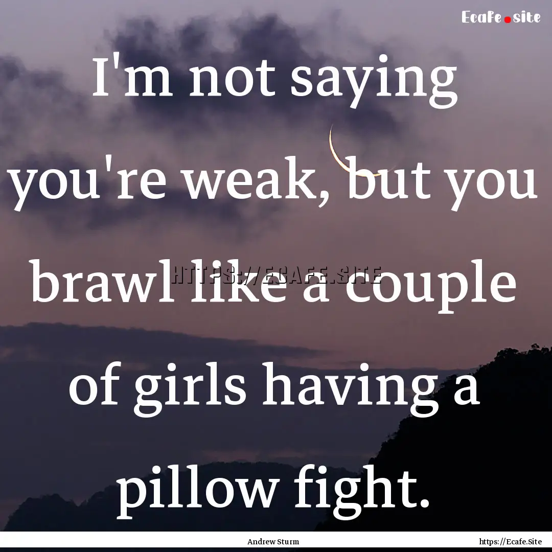 I'm not saying you're weak, but you brawl.... : Quote by Andrew Sturm