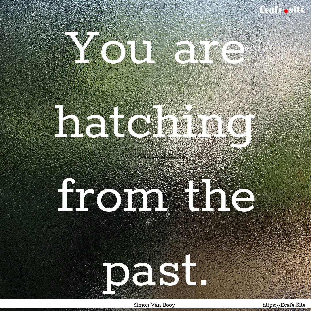 You are hatching from the past. : Quote by Simon Van Booy