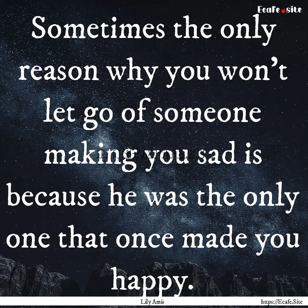 Sometimes the only reason why you won't let.... : Quote by Lily Amis