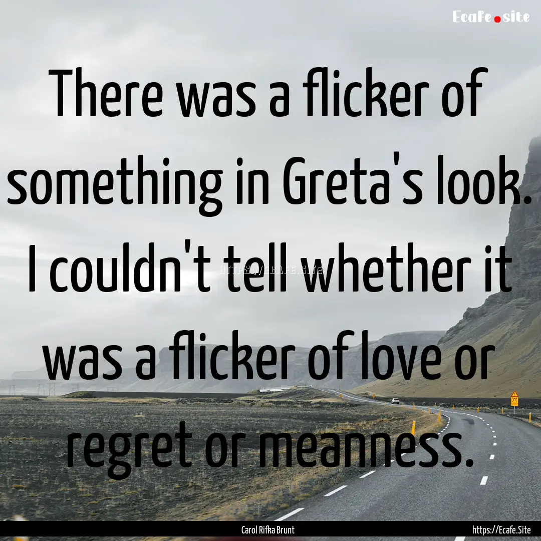 There was a flicker of something in Greta's.... : Quote by Carol Rifka Brunt