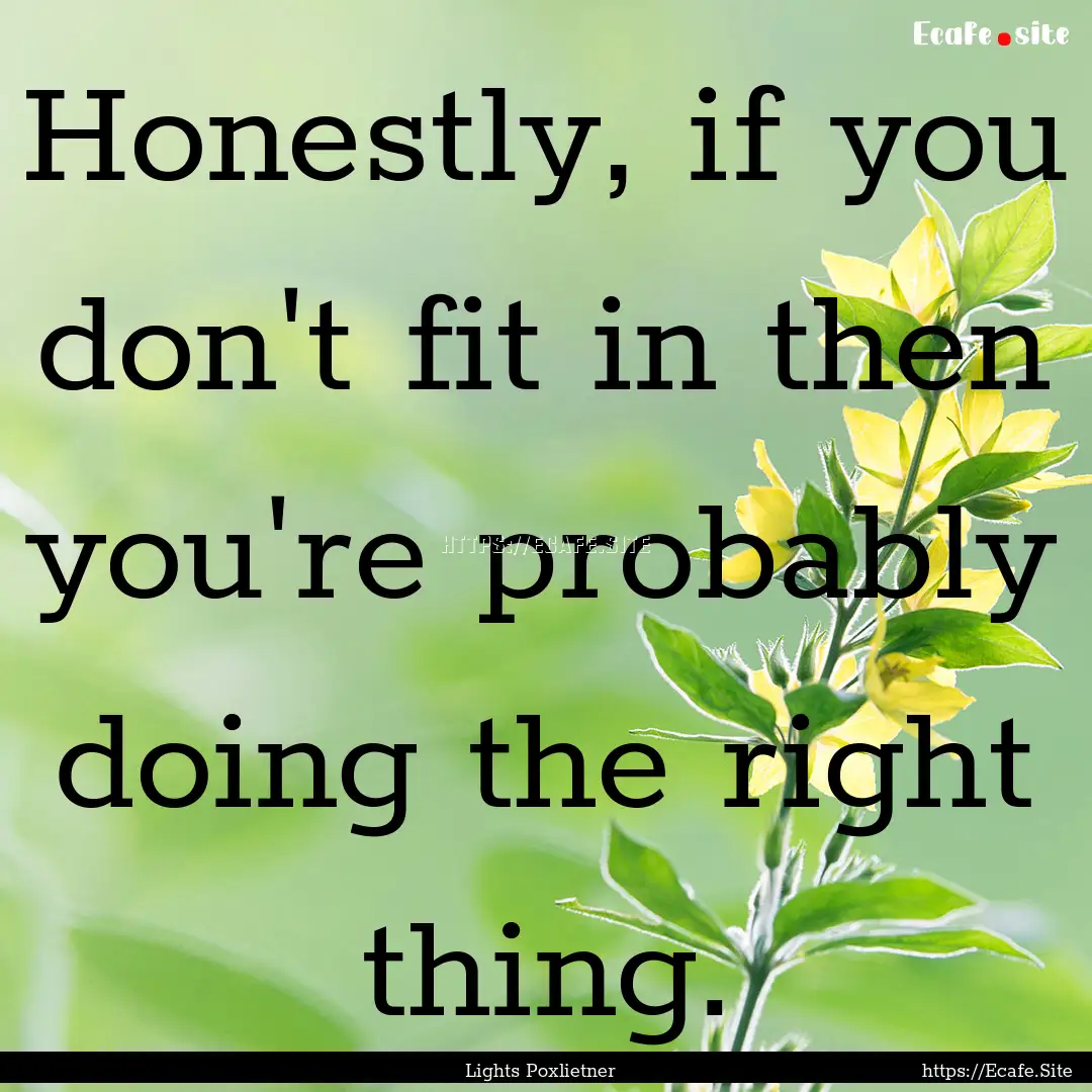 Honestly, if you don't fit in then you're.... : Quote by Lights Poxlietner