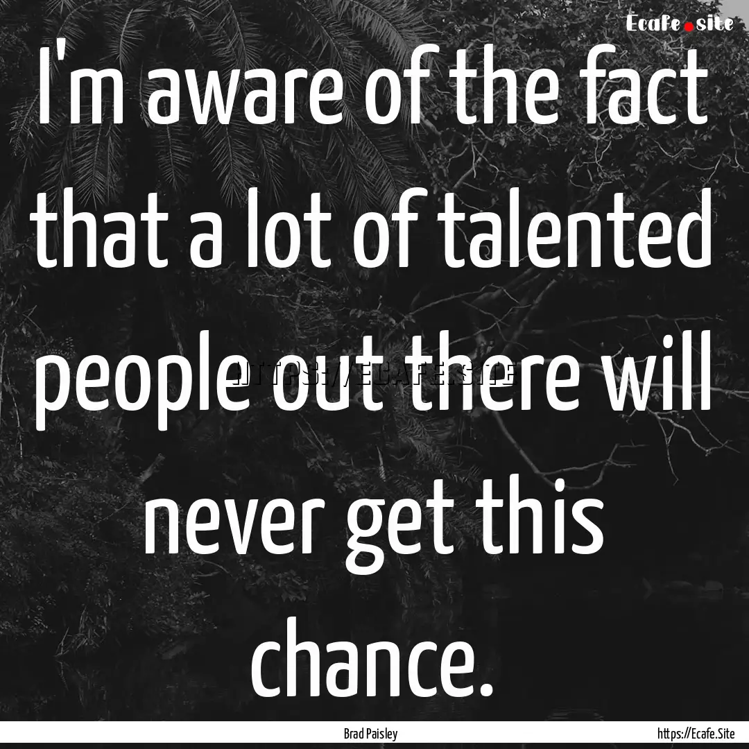 I'm aware of the fact that a lot of talented.... : Quote by Brad Paisley