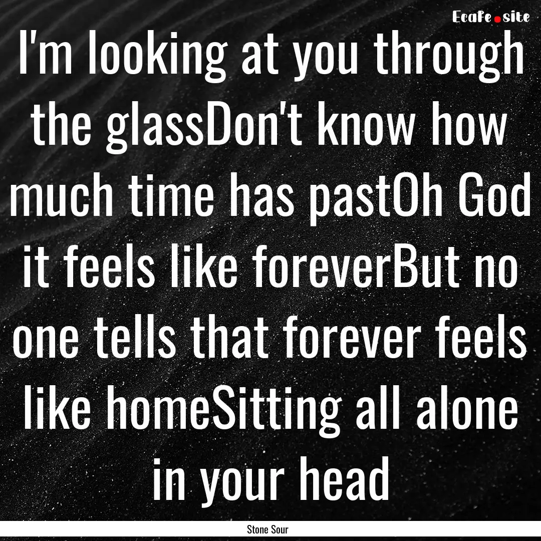 I'm looking at you through the glassDon't.... : Quote by Stone Sour