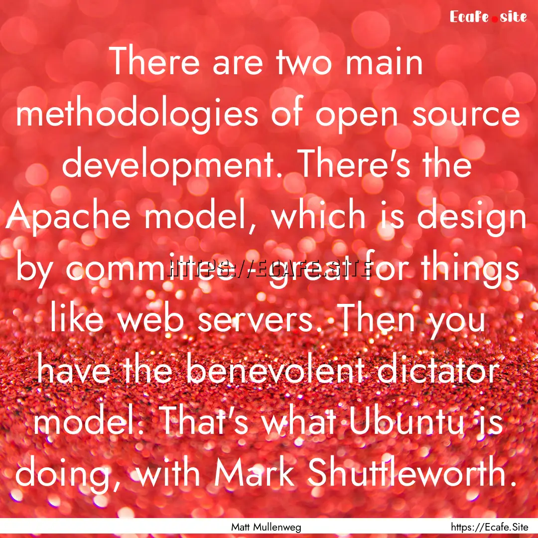 There are two main methodologies of open.... : Quote by Matt Mullenweg