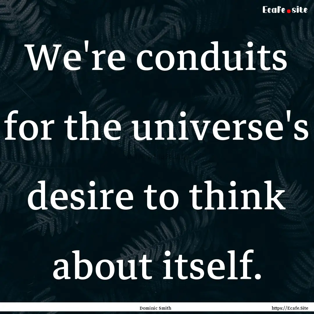 We're conduits for the universe's desire.... : Quote by Dominic Smith