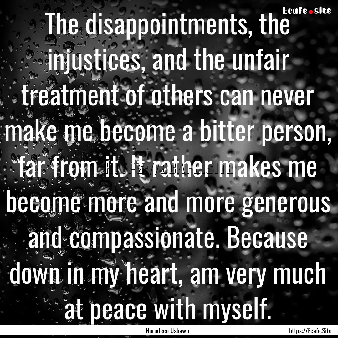 The disappointments, the injustices, and.... : Quote by Nurudeen Ushawu