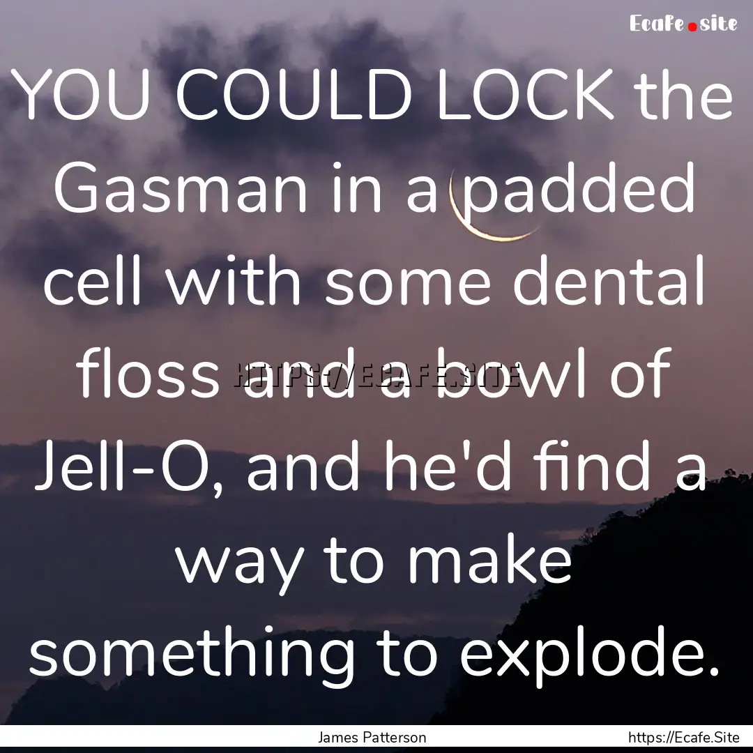 YOU COULD LOCK the Gasman in a padded cell.... : Quote by James Patterson