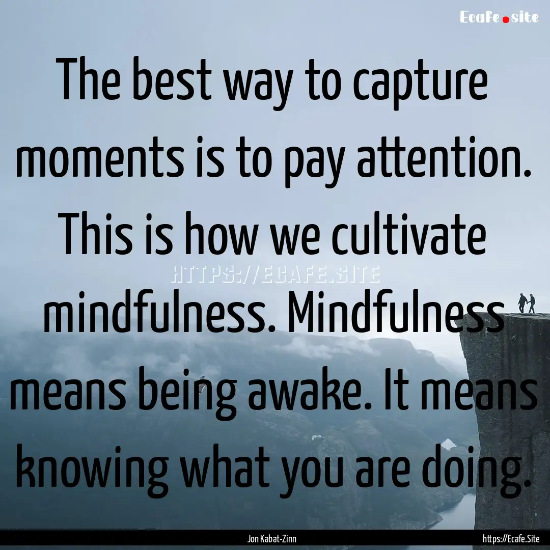 The best way to capture moments is to pay.... : Quote by Jon Kabat-Zinn