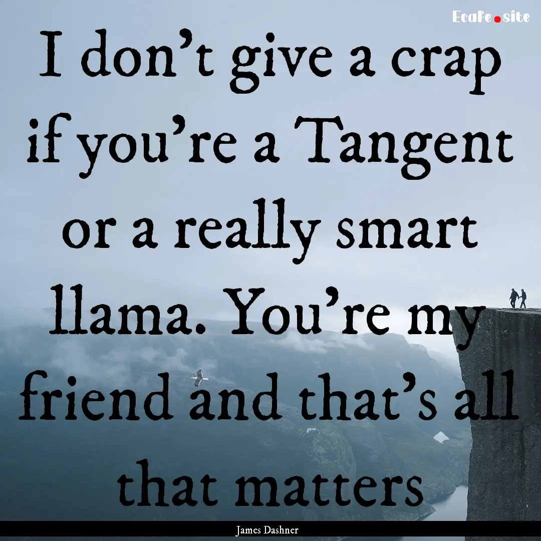 I don't give a crap if you're a Tangent or.... : Quote by James Dashner