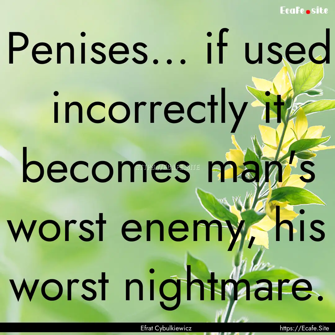 Penises... if used incorrectly it becomes.... : Quote by Efrat Cybulkiewicz