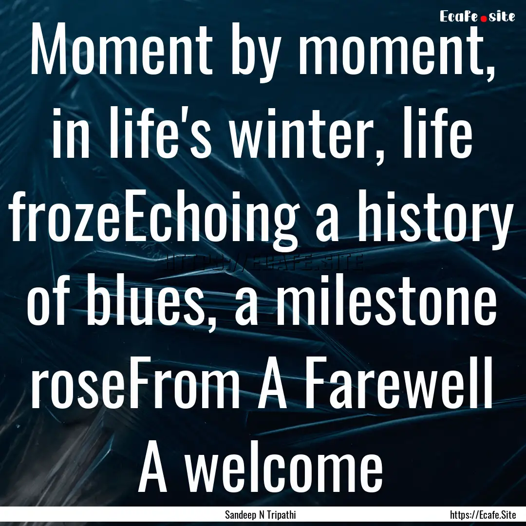 Moment by moment, in life's winter, life.... : Quote by Sandeep N Tripathi