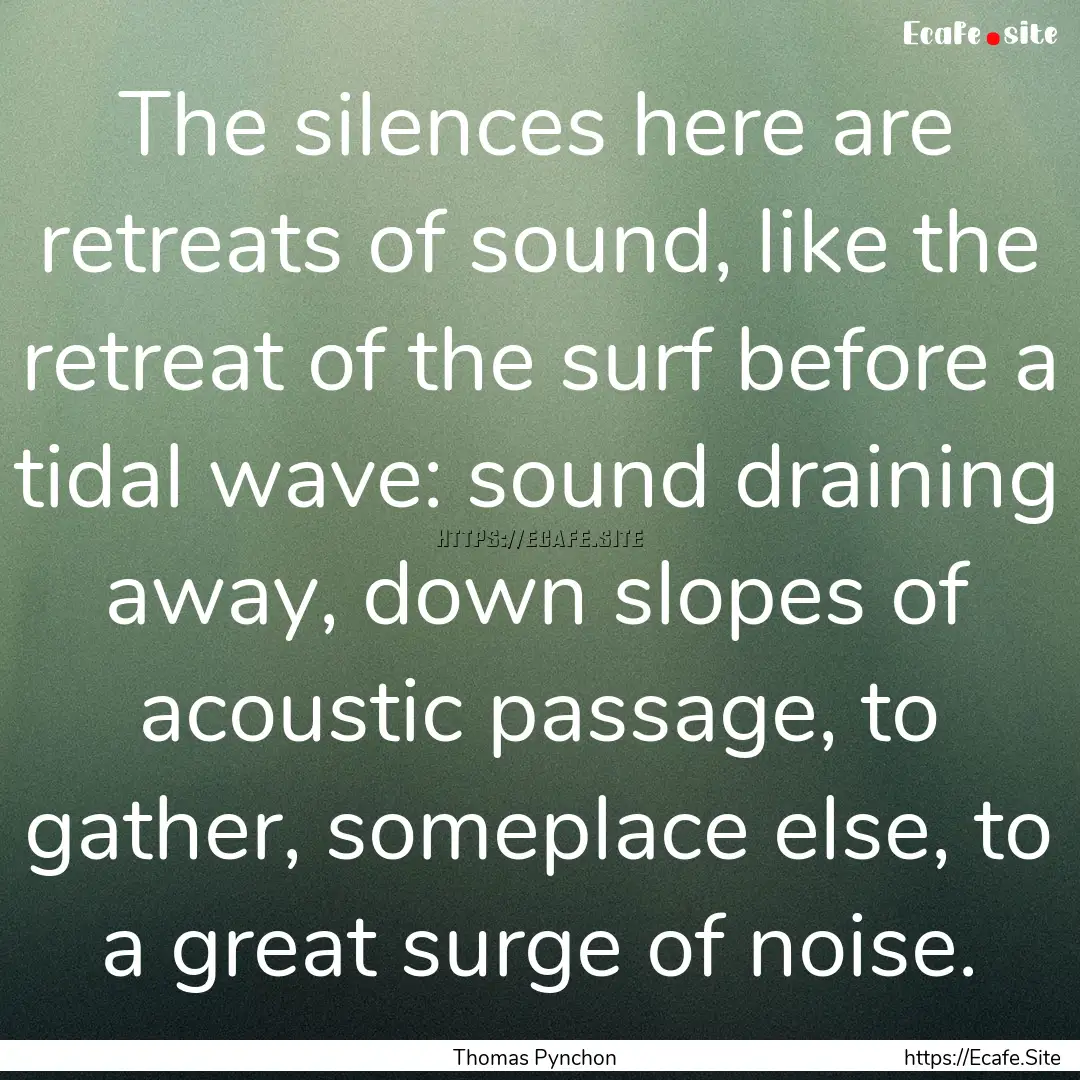 The silences here are retreats of sound,.... : Quote by Thomas Pynchon