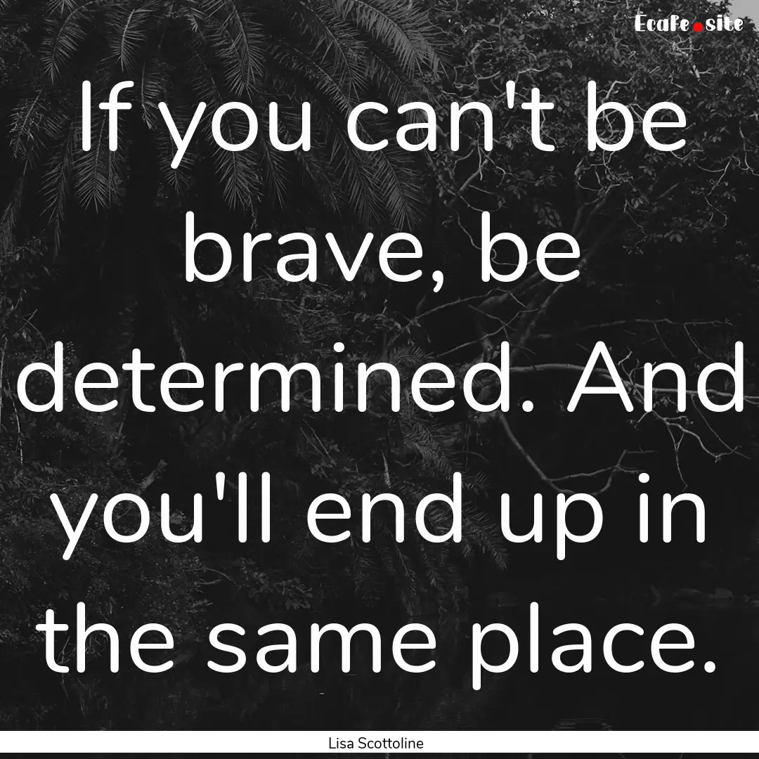 If you can't be brave, be determined. And.... : Quote by Lisa Scottoline