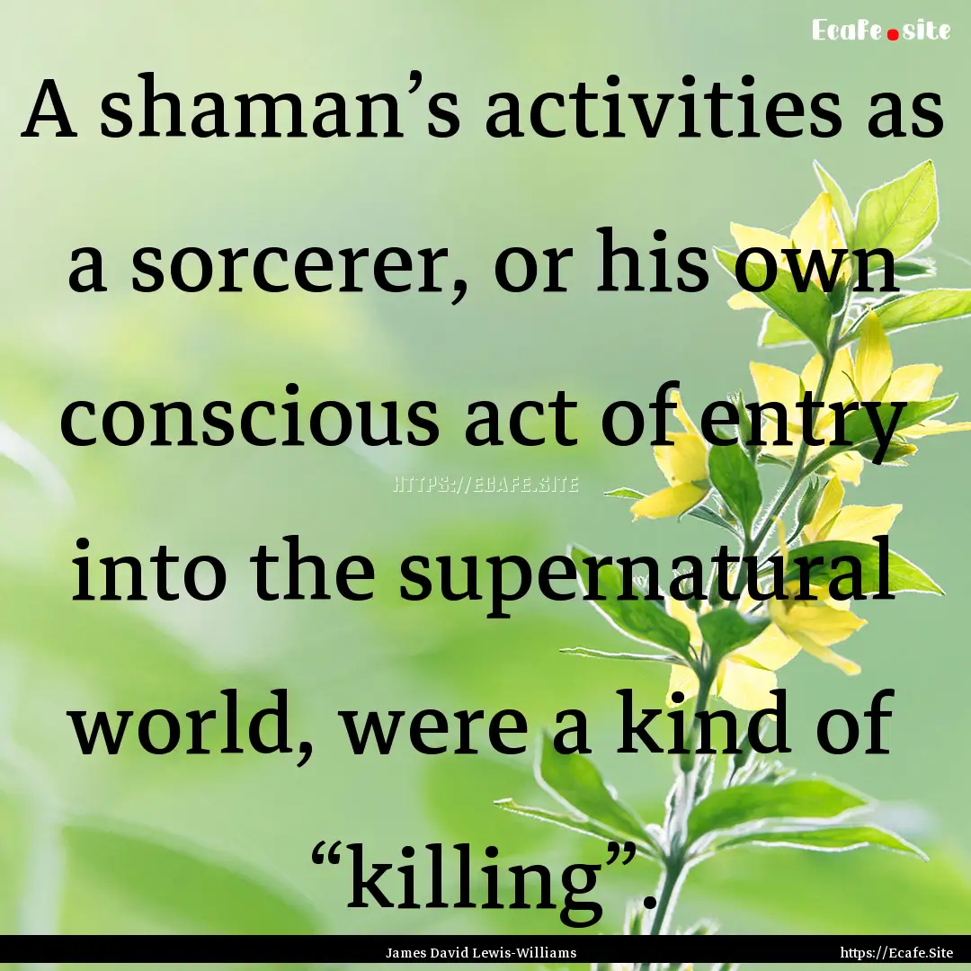 A shaman’s activities as a sorcerer, or.... : Quote by James David Lewis-Williams