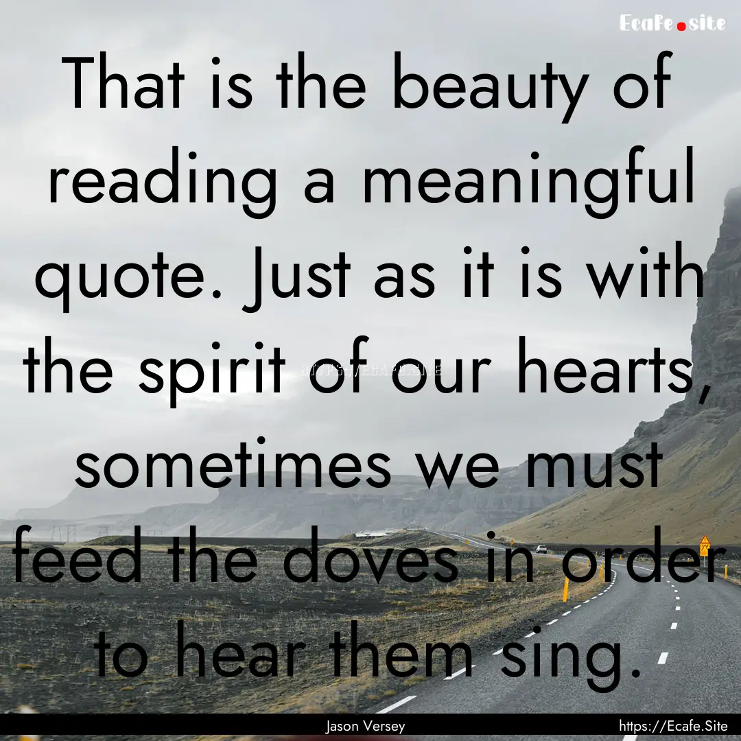 That is the beauty of reading a meaningful.... : Quote by Jason Versey