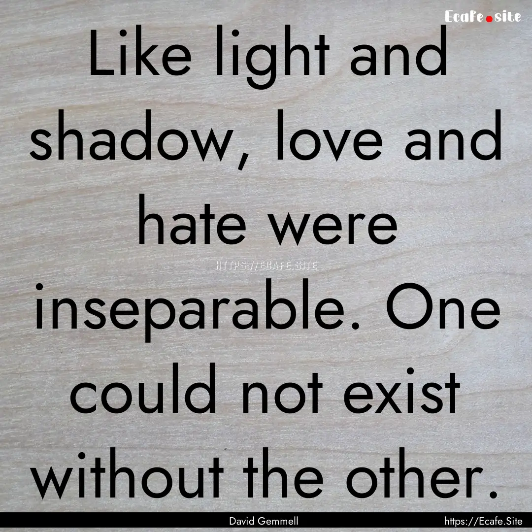 Like light and shadow, love and hate were.... : Quote by David Gemmell