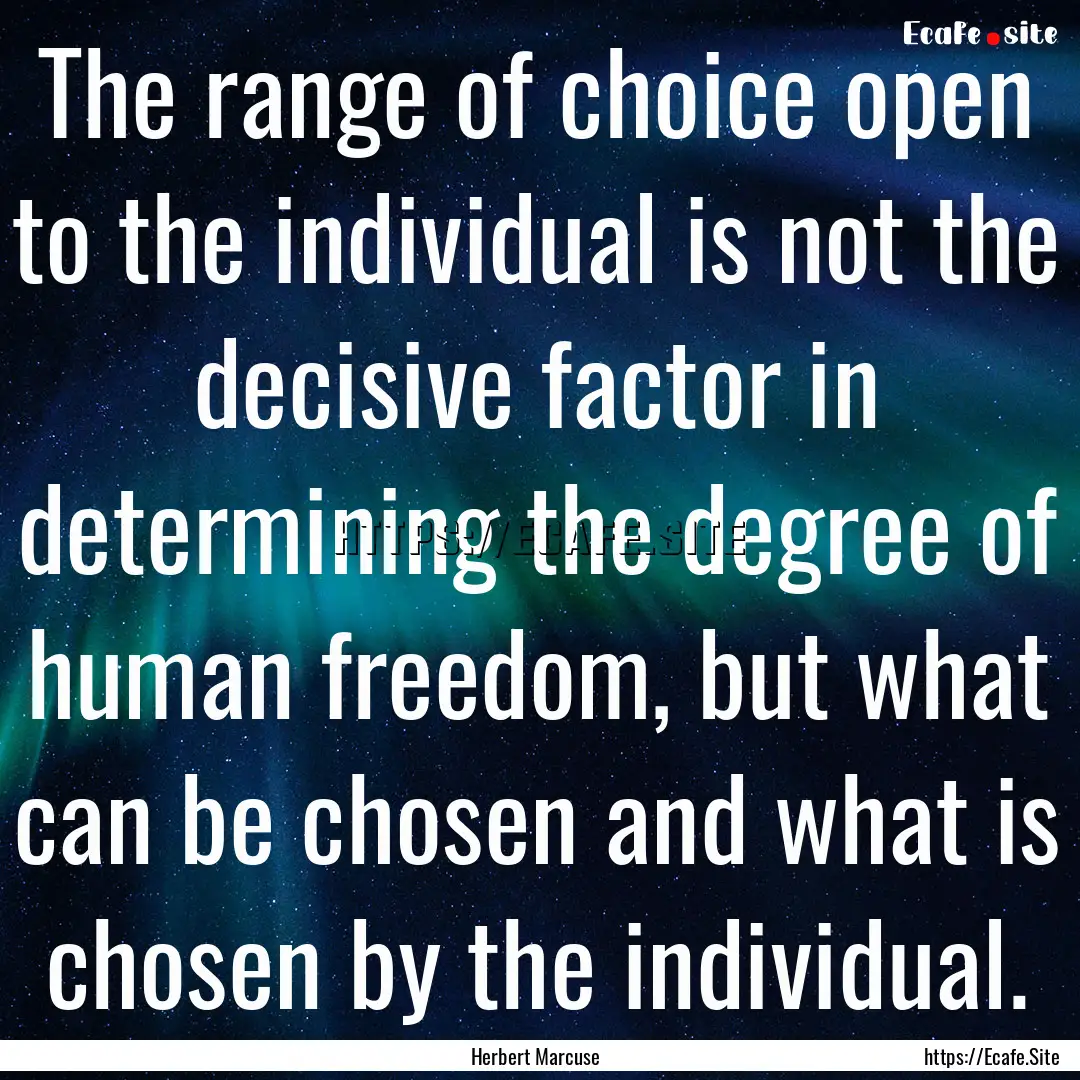 The range of choice open to the individual.... : Quote by Herbert Marcuse