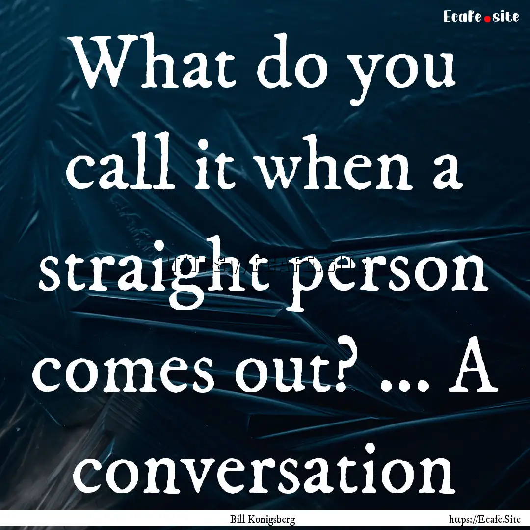 What do you call it when a straight person.... : Quote by Bill Konigsberg