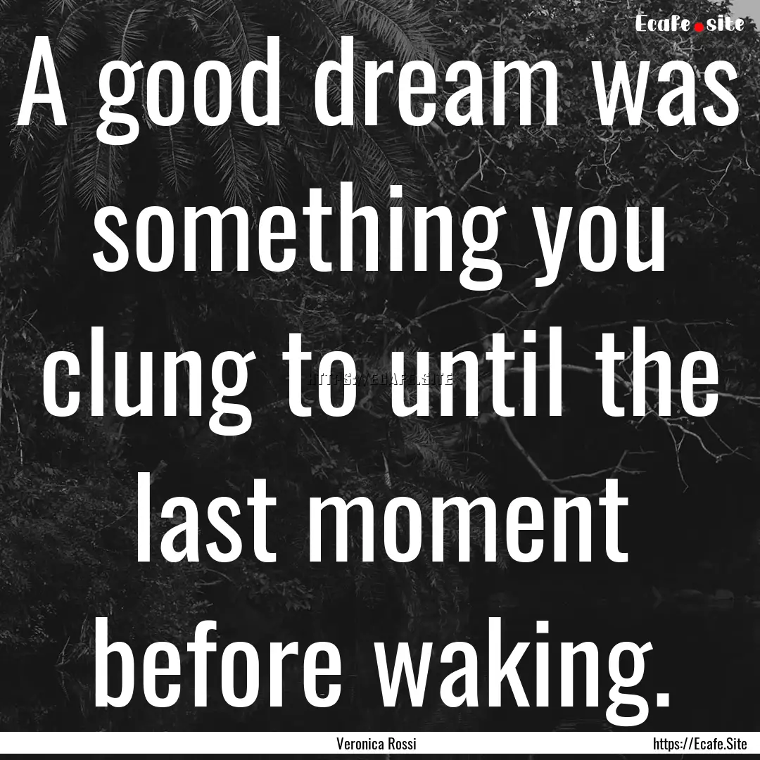 A good dream was something you clung to until.... : Quote by Veronica Rossi