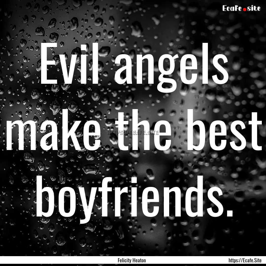 Evil angels make the best boyfriends. : Quote by Felicity Heaton