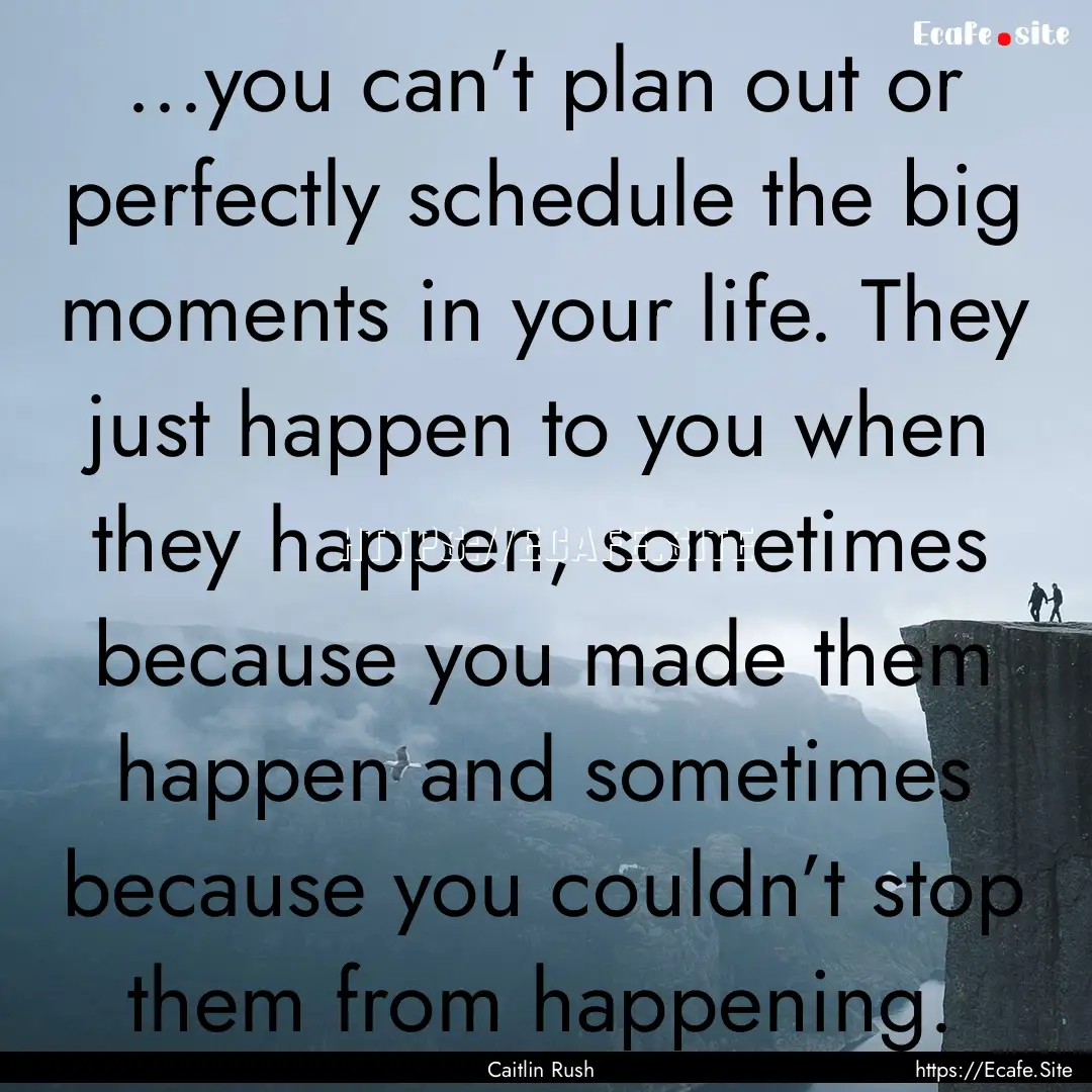 ...you can’t plan out or perfectly schedule.... : Quote by Caitlin Rush