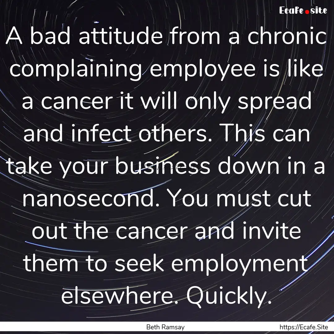 A bad attitude from a chronic complaining.... : Quote by Beth Ramsay