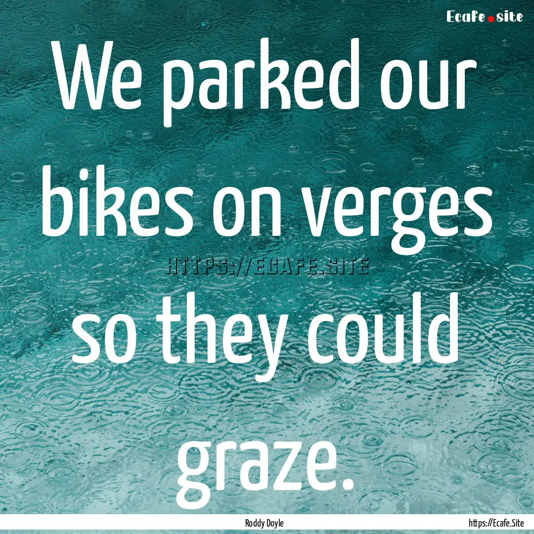 We parked our bikes on verges so they could.... : Quote by Roddy Doyle