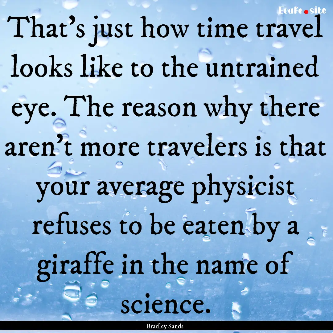 That's just how time travel looks like to.... : Quote by Bradley Sands