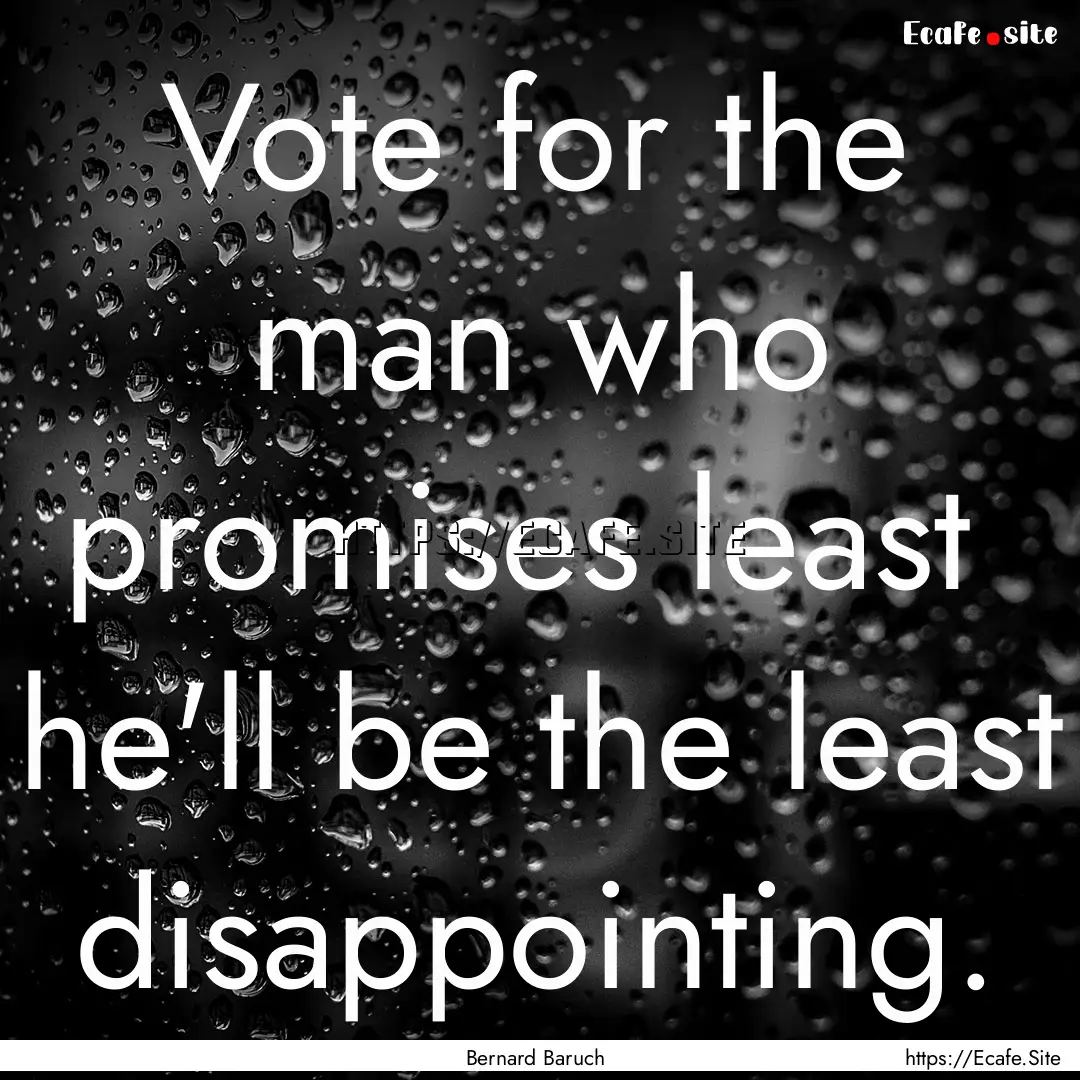 Vote for the man who promises least he'll.... : Quote by Bernard Baruch