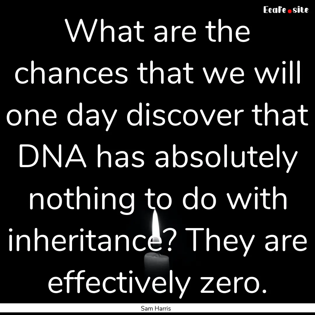 What are the chances that we will one day.... : Quote by Sam Harris