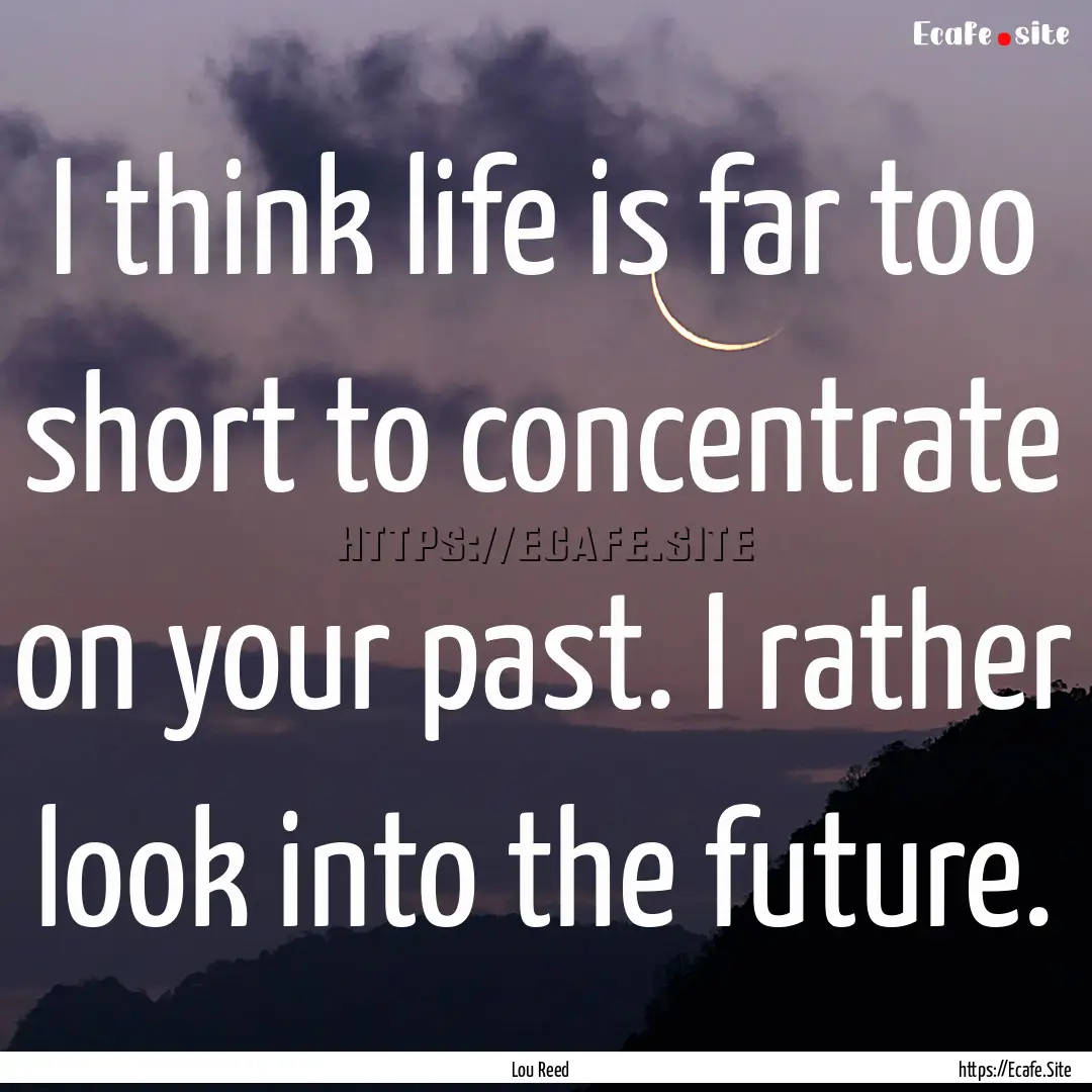 I think life is far too short to concentrate.... : Quote by Lou Reed