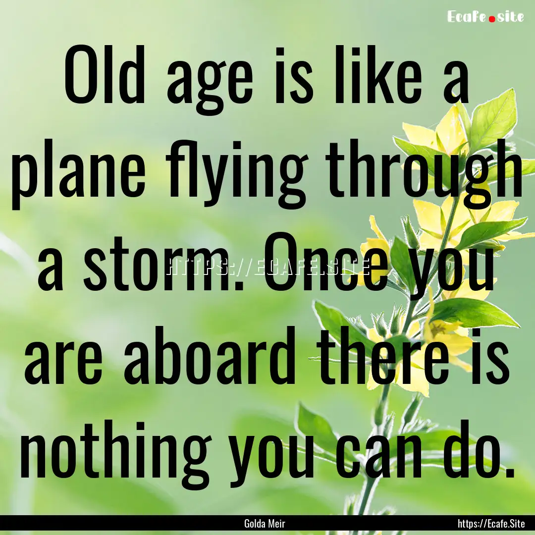 Old age is like a plane flying through a.... : Quote by Golda Meir