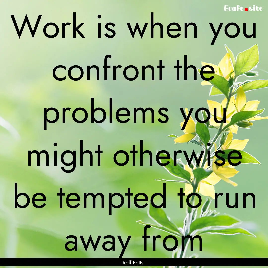 Work is when you confront the problems you.... : Quote by Rolf Potts