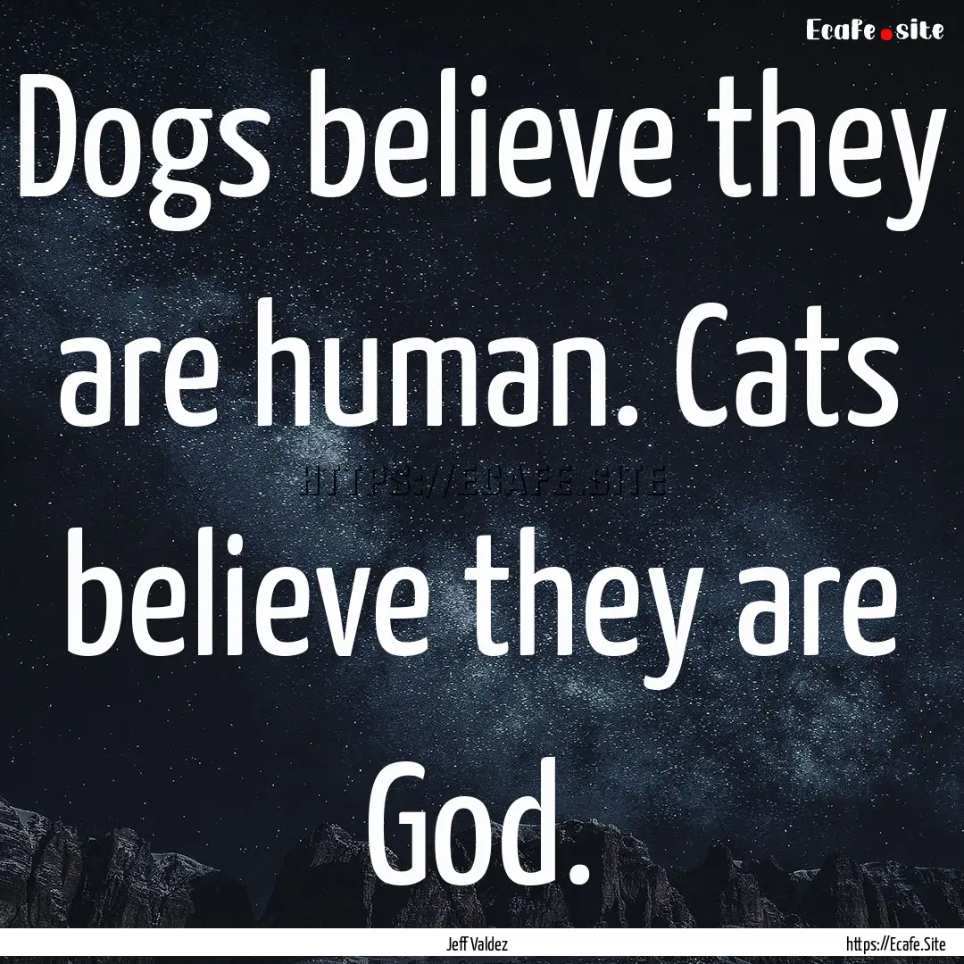 Dogs believe they are human. Cats believe.... : Quote by Jeff Valdez