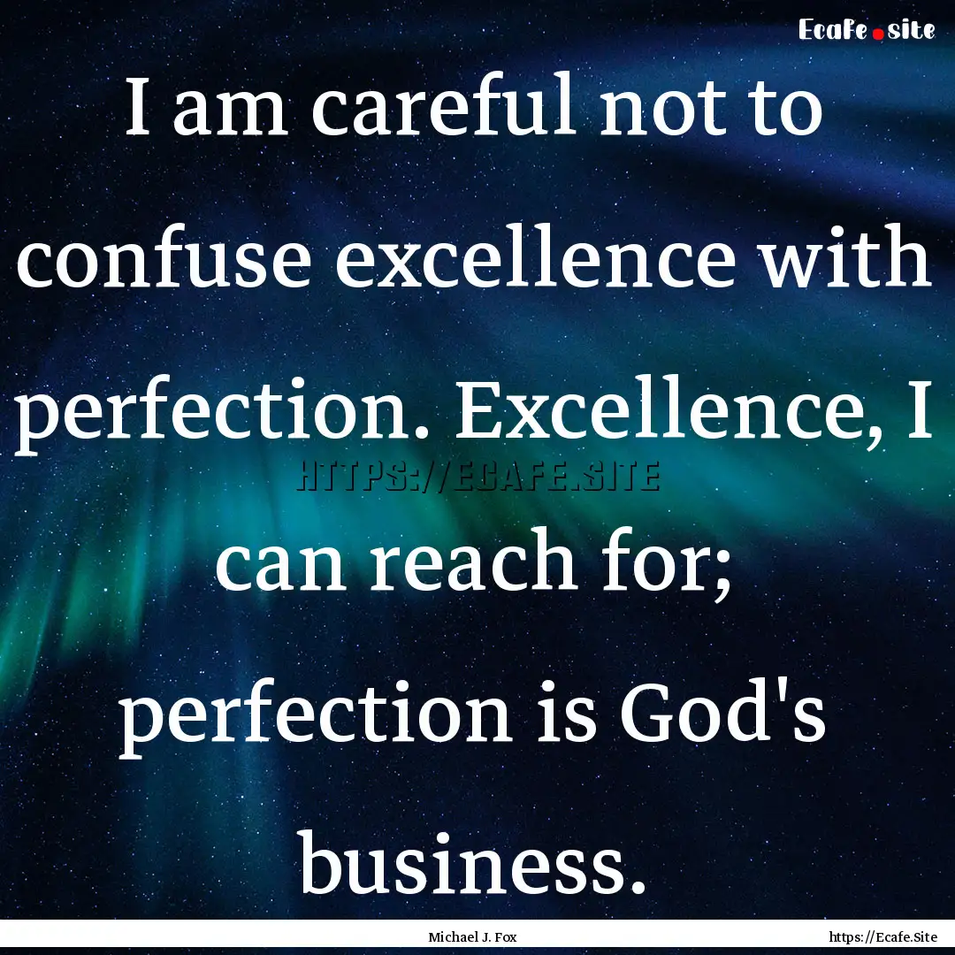 I am careful not to confuse excellence with.... : Quote by Michael J. Fox