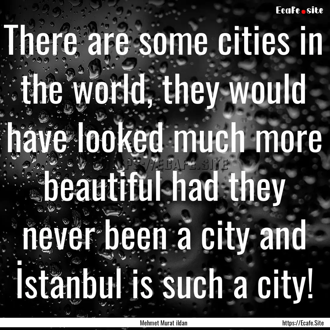 There are some cities in the world, they.... : Quote by Mehmet Murat ildan