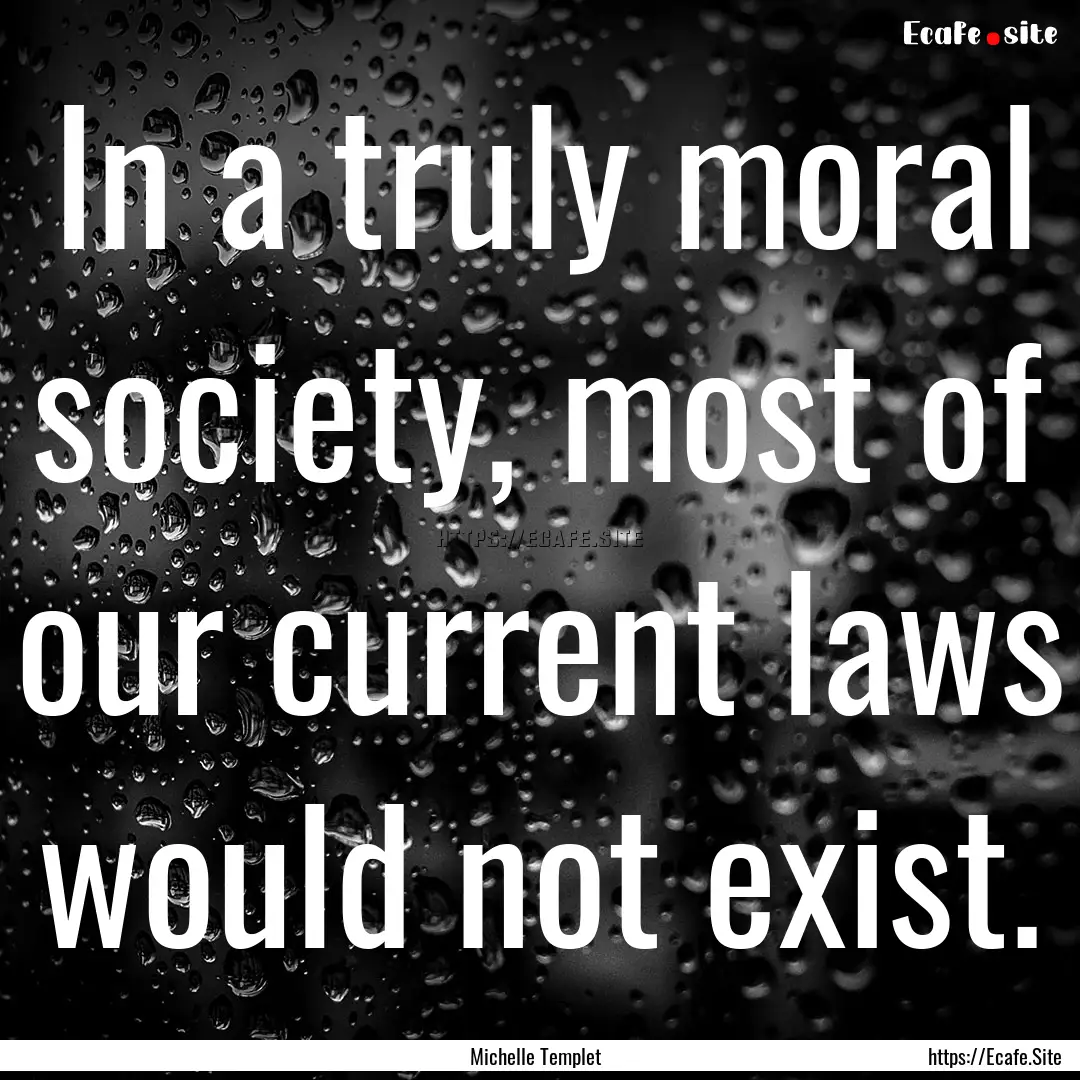 In a truly moral society, most of our current.... : Quote by Michelle Templet