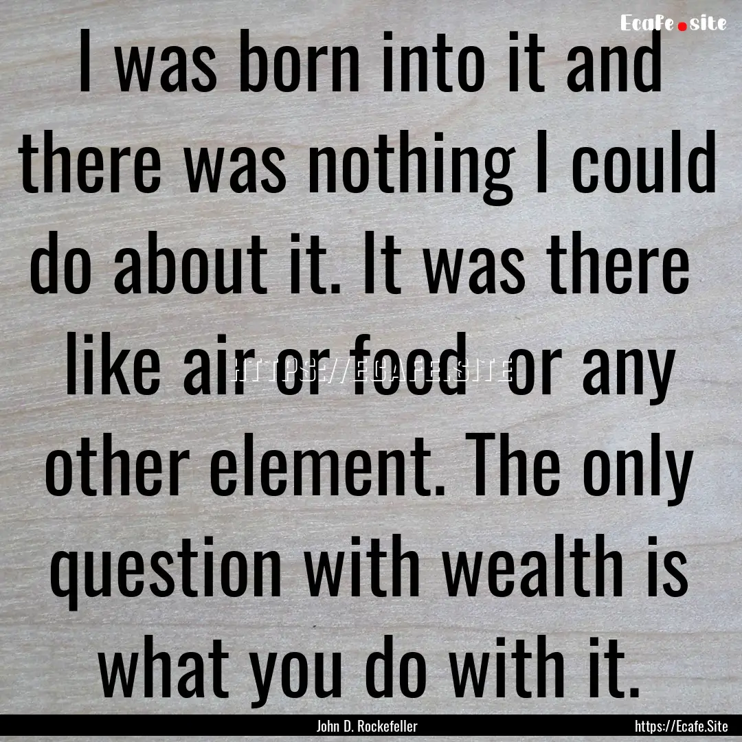 I was born into it and there was nothing.... : Quote by John D. Rockefeller