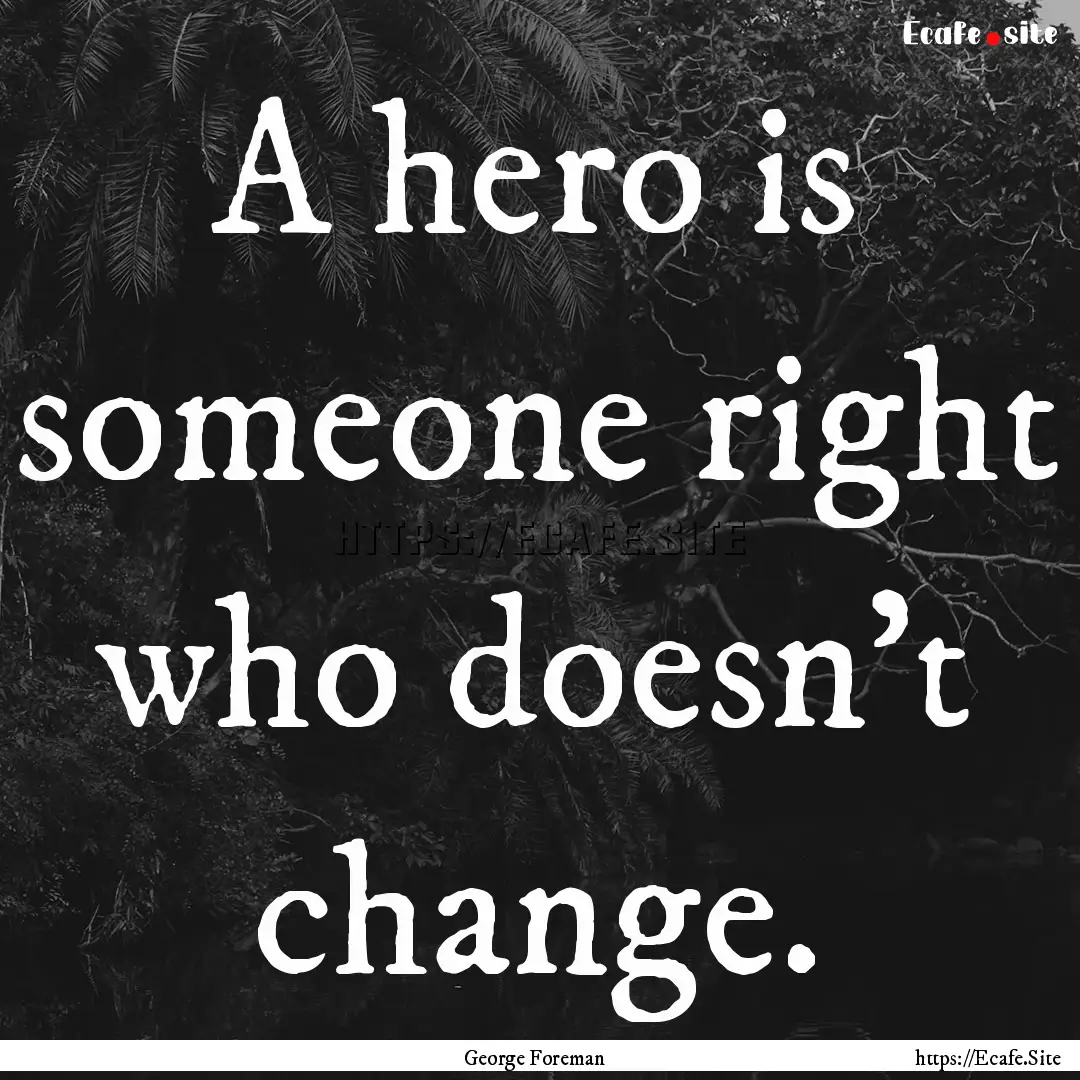 A hero is someone right who doesn't change..... : Quote by George Foreman