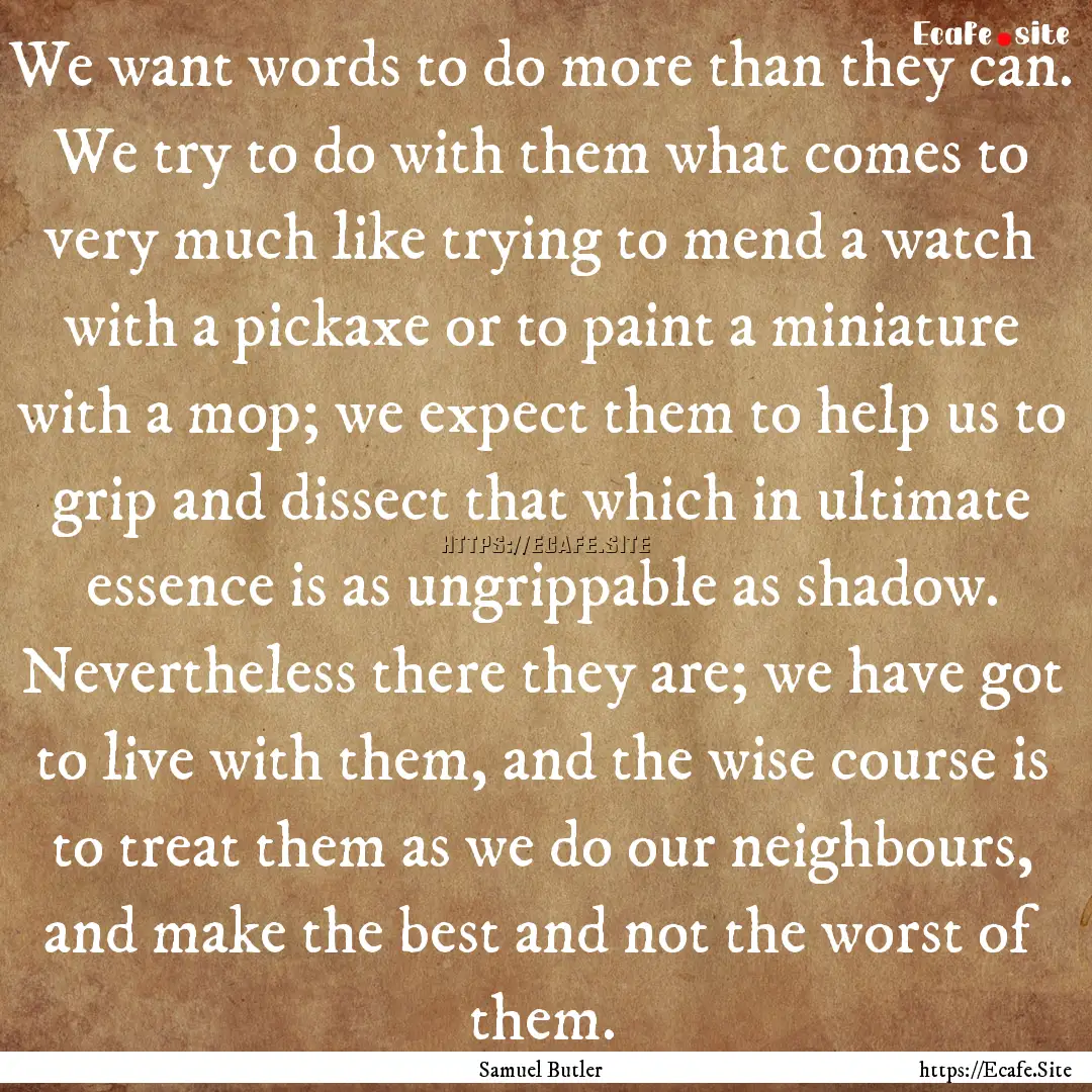 We want words to do more than they can. We.... : Quote by Samuel Butler