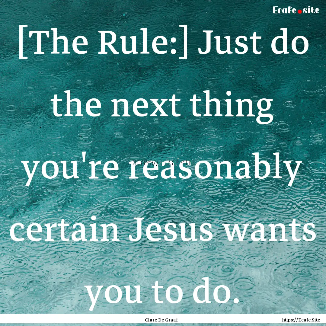 [The Rule:] Just do the next thing you're.... : Quote by Clare De Graaf