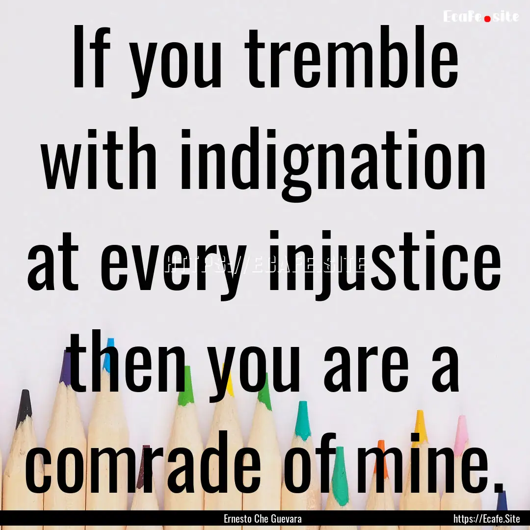 If you tremble with indignation at every.... : Quote by Ernesto Che Guevara