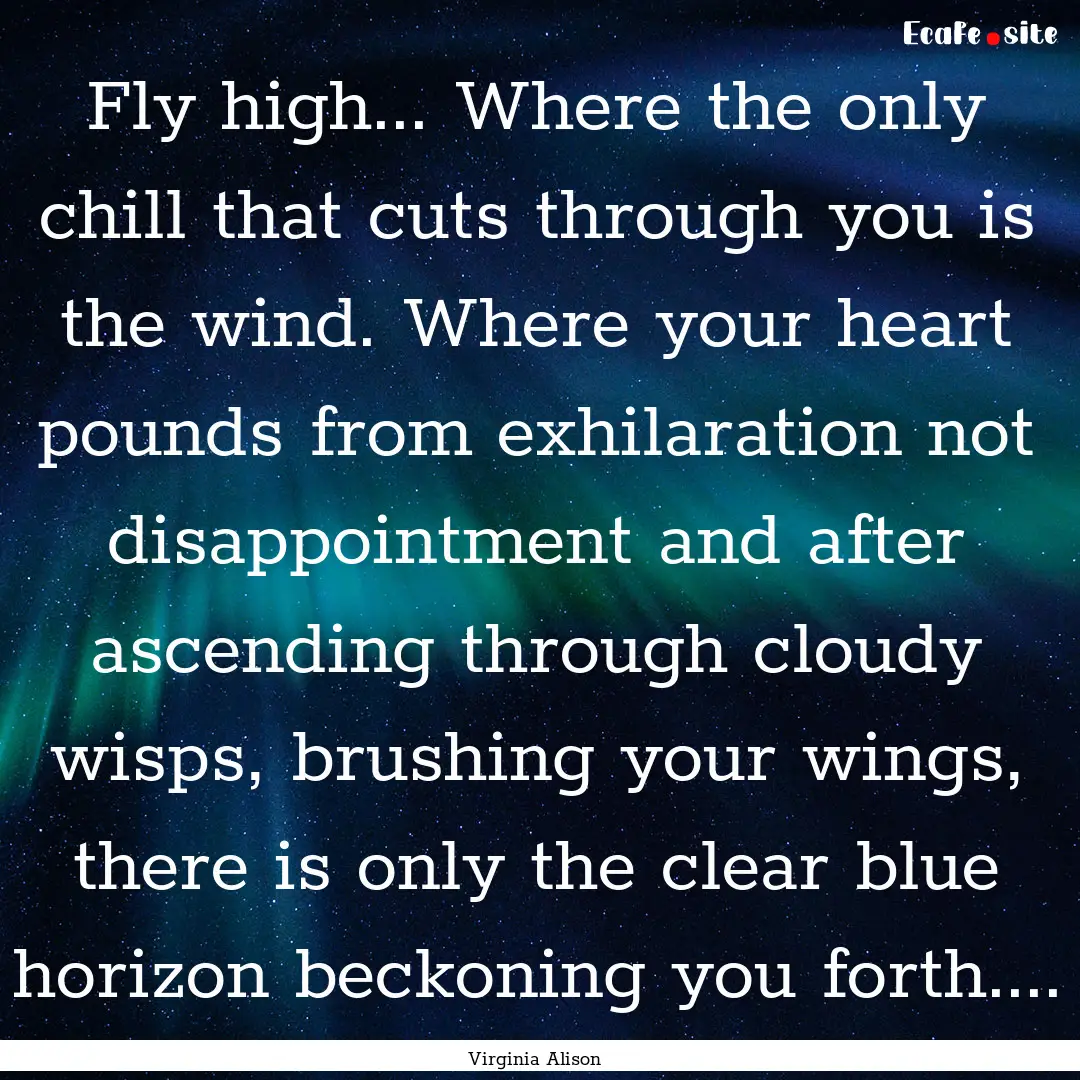 Fly high... Where the only chill that cuts.... : Quote by Virginia Alison