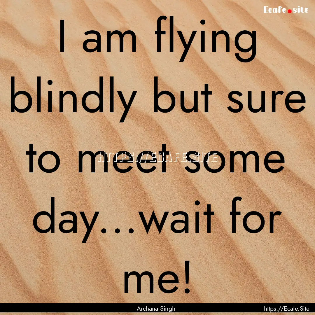 I am flying blindly but sure to meet some.... : Quote by Archana Singh