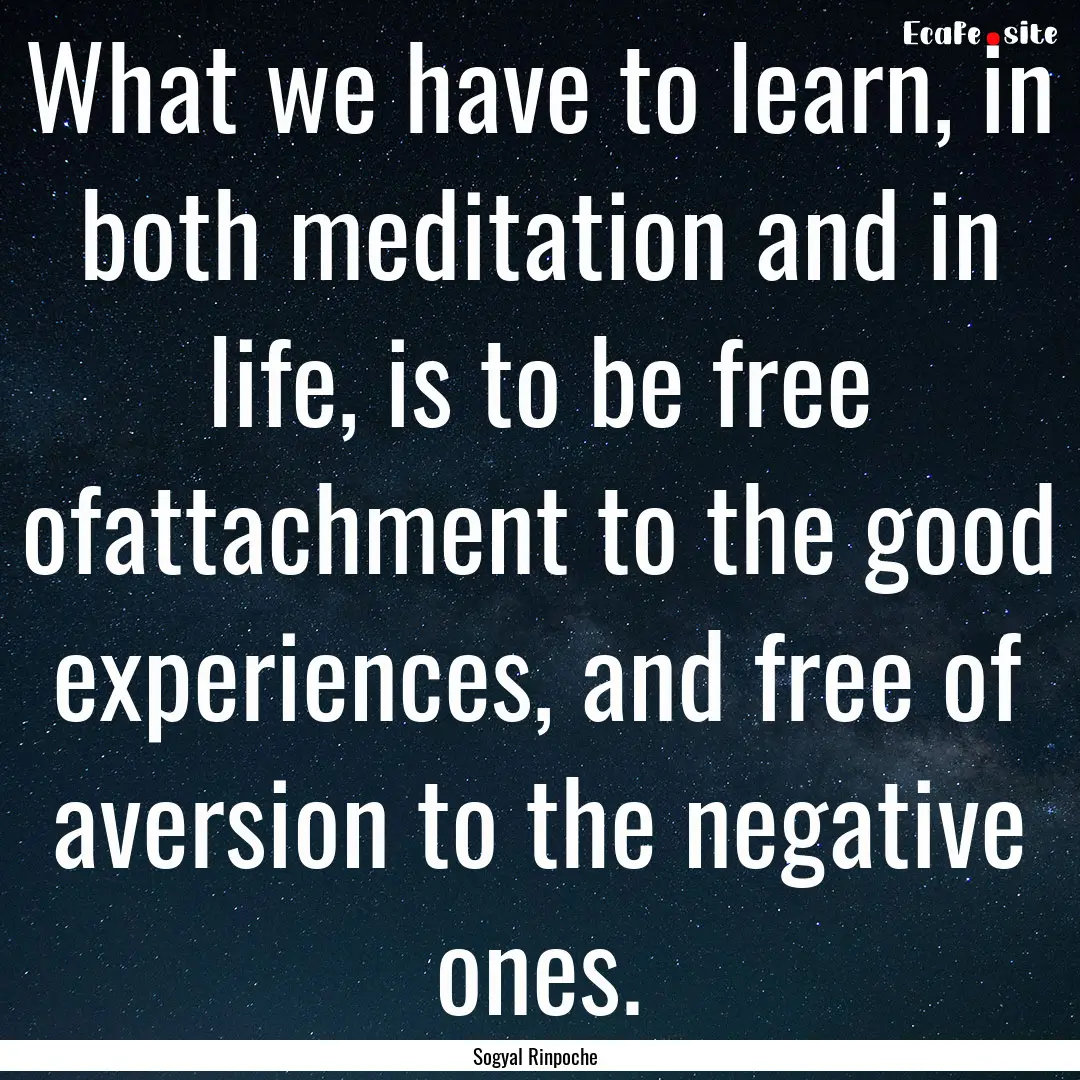 What we have to learn, in both meditation.... : Quote by Sogyal Rinpoche